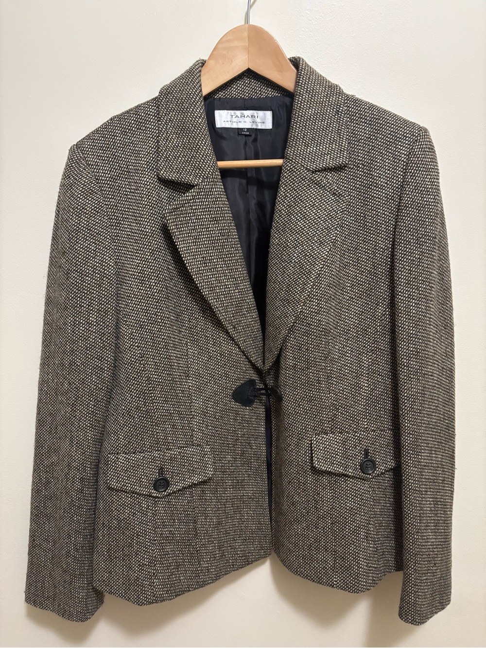 Tahari Arthur S. Levine Tweed Toggle Blazer Jacket Size 12